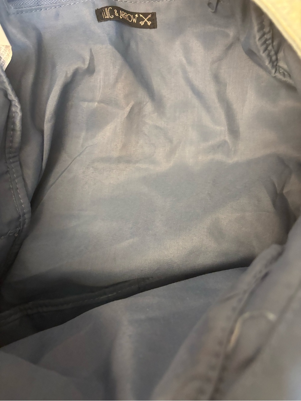 Twig and arrow Denim Blue Backpack with Cream Lace and Brown Trim - Picture 5 of 5